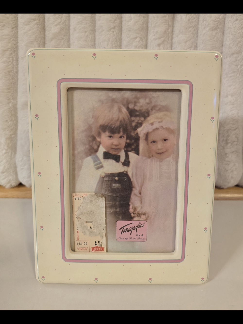 NWOB Vintage Terragraphics Ceramic Floral 4x6 Photo Frame Cottagecore